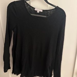 Black lace trim long sleeve